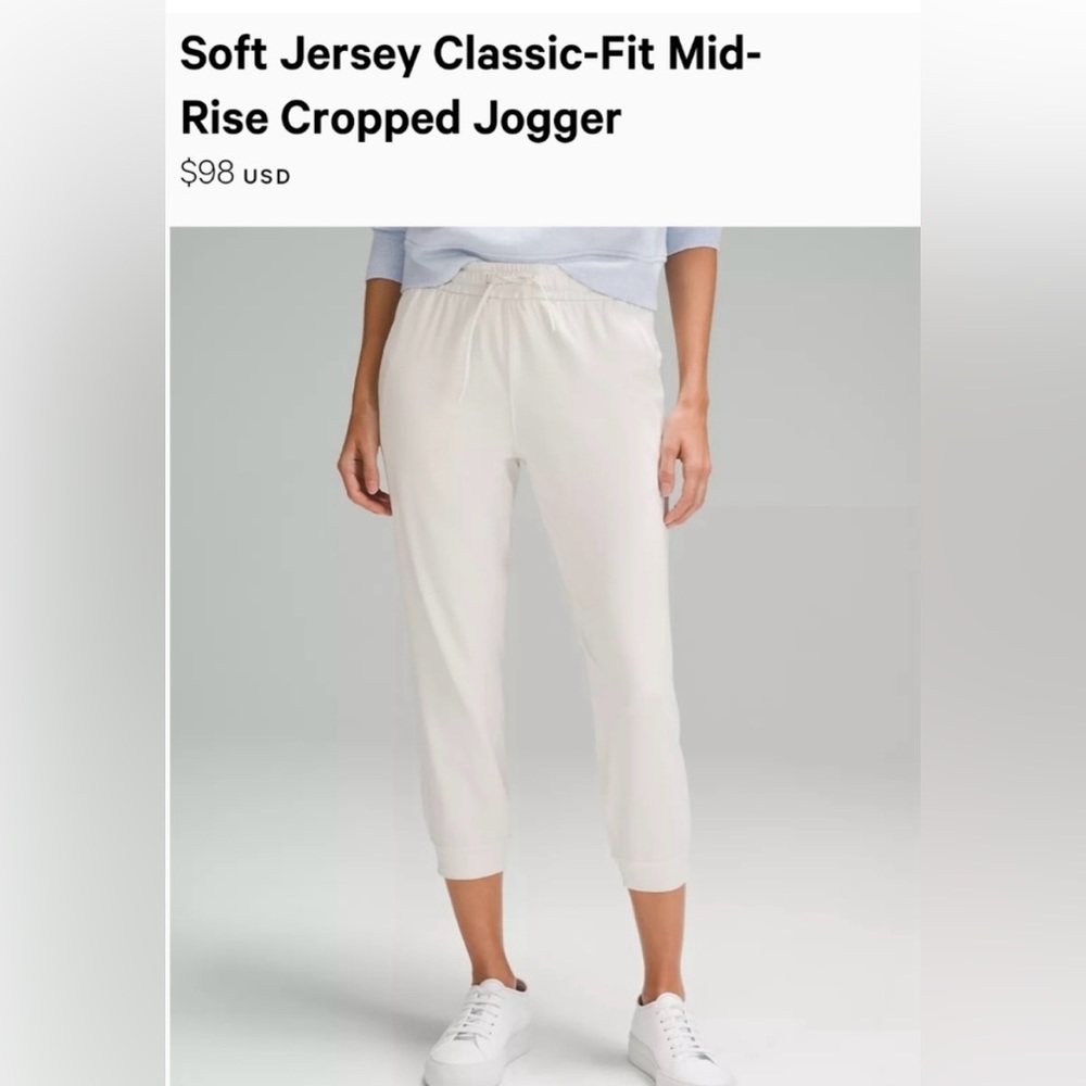 Lululemon soft jersey classic fit jogger 7/8